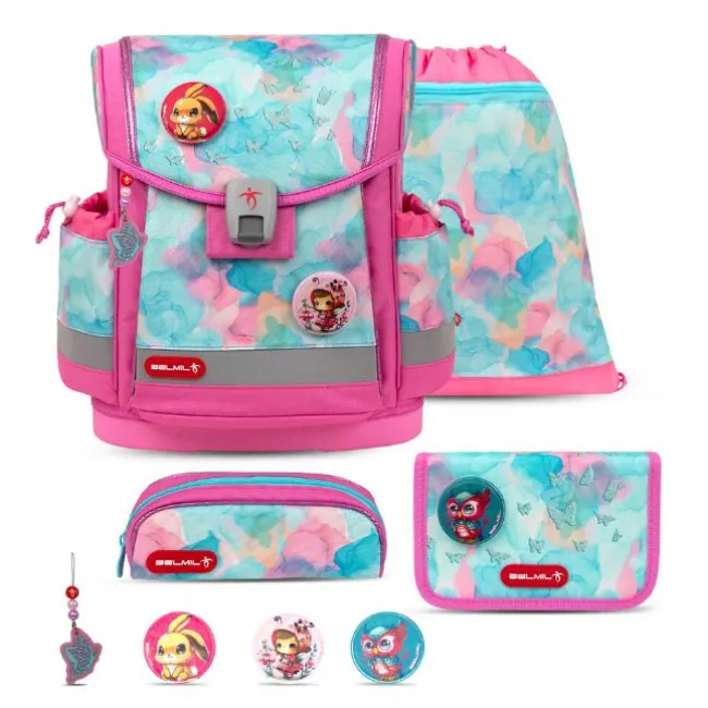 Aqua Rose Skoletaske med 5 Dele