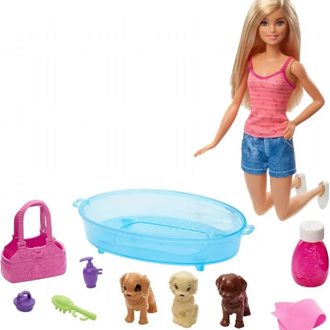 Barbie Badetid, blonde med 3 hunde