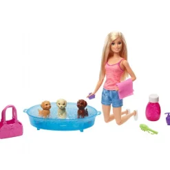 Barbie Badetid, blonde med 3 hunde