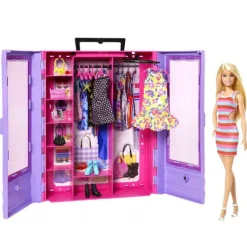 Barbie Klædeskab med Tilbehør & Dukke