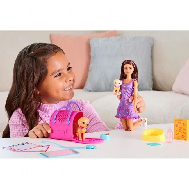 Barbie med Nyfødte Hundehvalpe