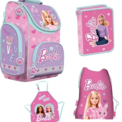 Barbie Skoletaske med 5 Dele
