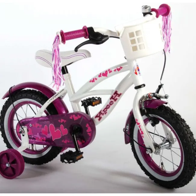 Børnecykel Cruiser hvid&lilla 12 tommer