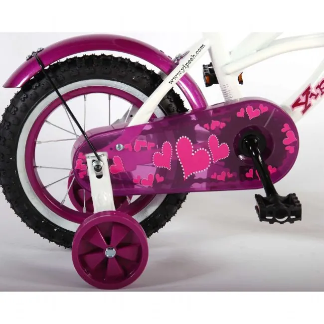 Børnecykel Cruiser hvid&lilla 12 tommer
