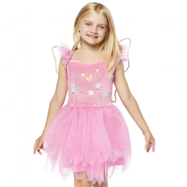 Børnekostume Lyserød fe 104-116 cm