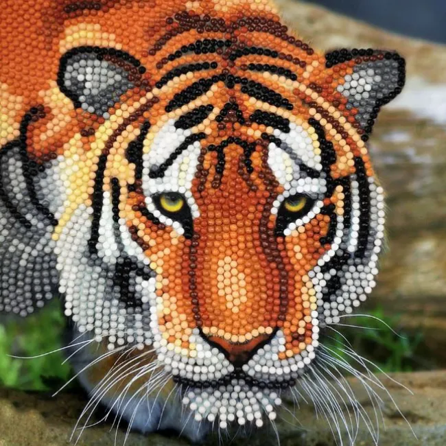 Crystal Art Hilsen kort Tiger 18x18 cm