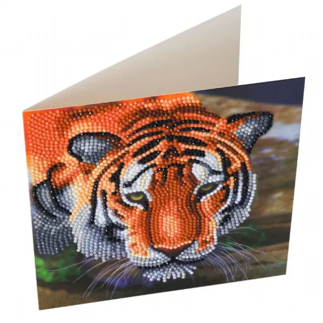 Crystal Art Hilsen kort Tiger 18x18 cm