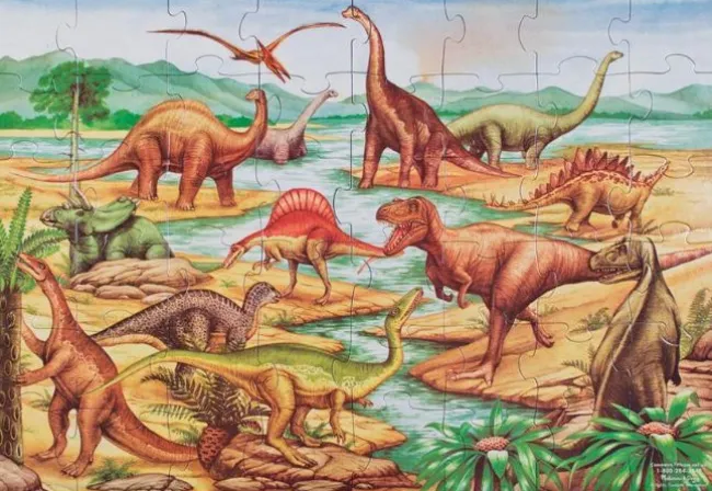 Gulvpuslespil med Dinosaurer, 48 brikker