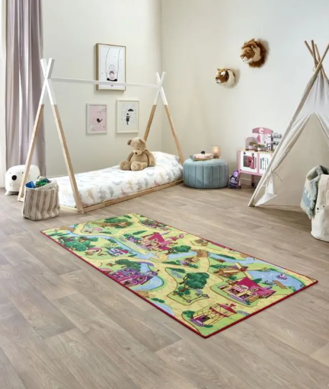 Gulvtæppe, Legetæppe Candy Town 95 x 200