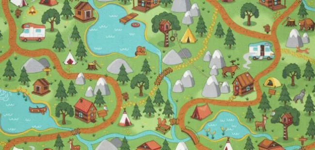 Gulvtæppe, Legetæppe Hike Town 95 x 200