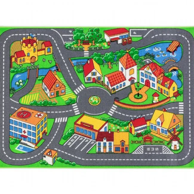 Gulvtæppe, Legetæppe Trafik-By 95x133 cm