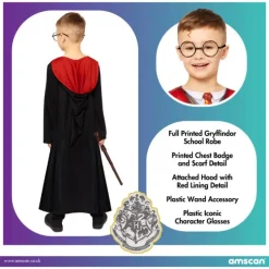 Harry Potter kostume m. tilbehør 104 cm