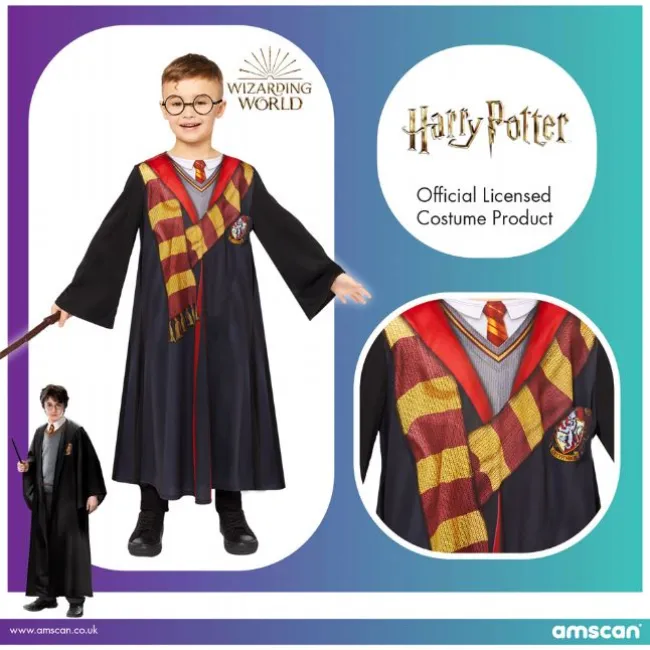 Harry Potter kostume m. tilbehør 140 cm