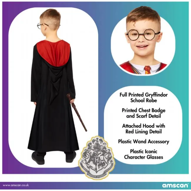 Harry Potter kostume m. tilbehør 140 cm