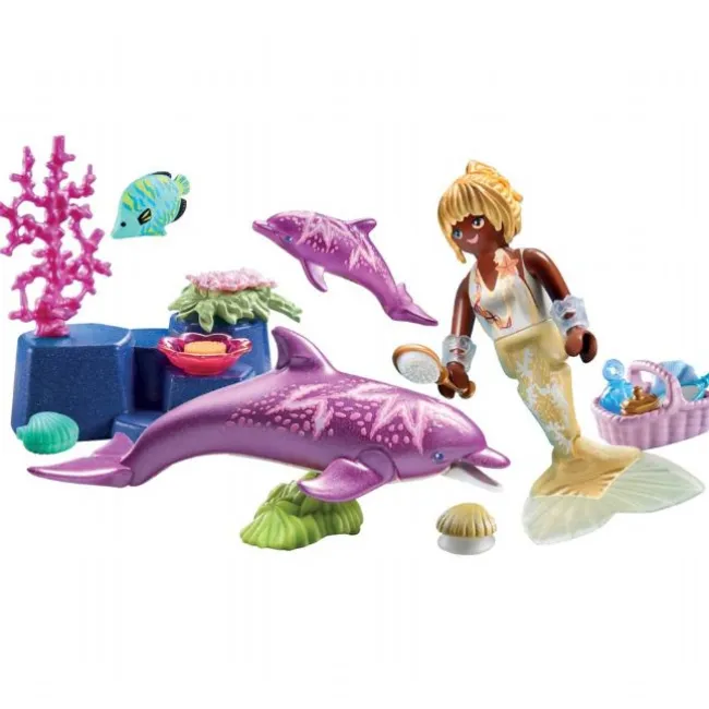 Havfrue med delfiner