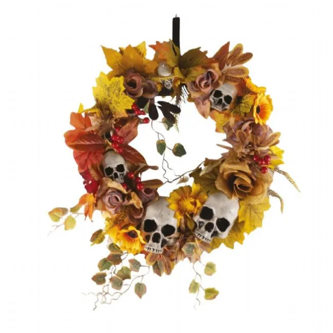 Krans med Blomster og kranier