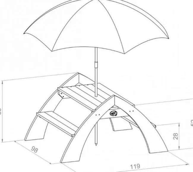 Kylo bænk med parasol