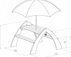 Kylo xl bænk med parasol