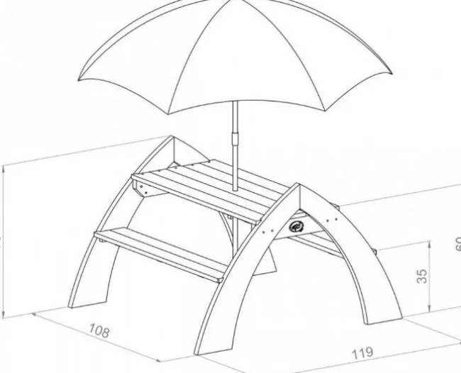 Kylo xl bænk med parasol