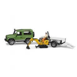 Land Rover Defender med trailer og minig