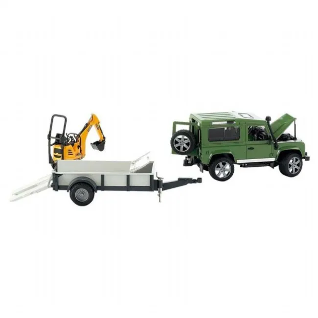 Land Rover Defender med trailer og minig