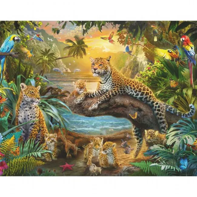 Leopardfamilie i Junglen 1500 Brikker