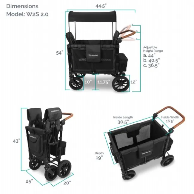 Luxe Double Foldbar Trækvogn - Sort