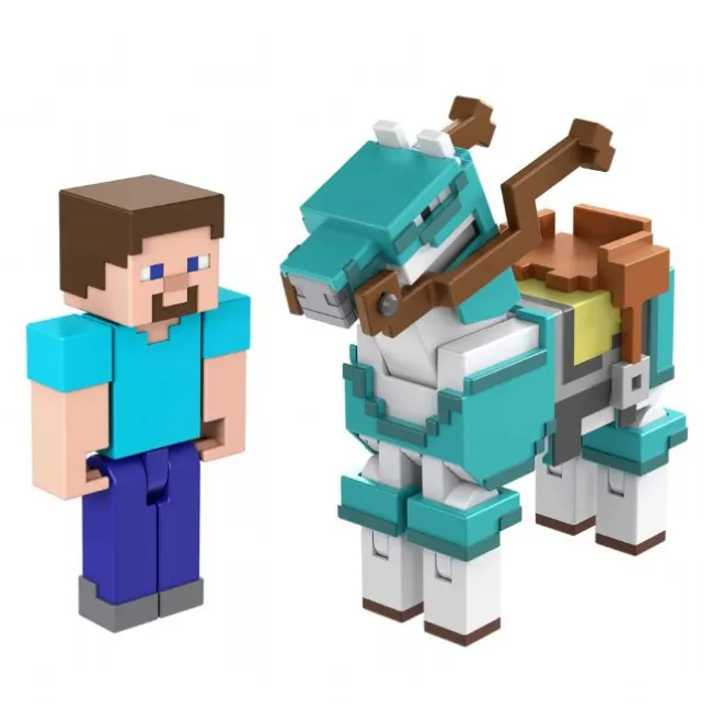 Minecraft Steve & Armored Horse Figurer