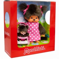 Monchhichi mor m. baby i klapvogn