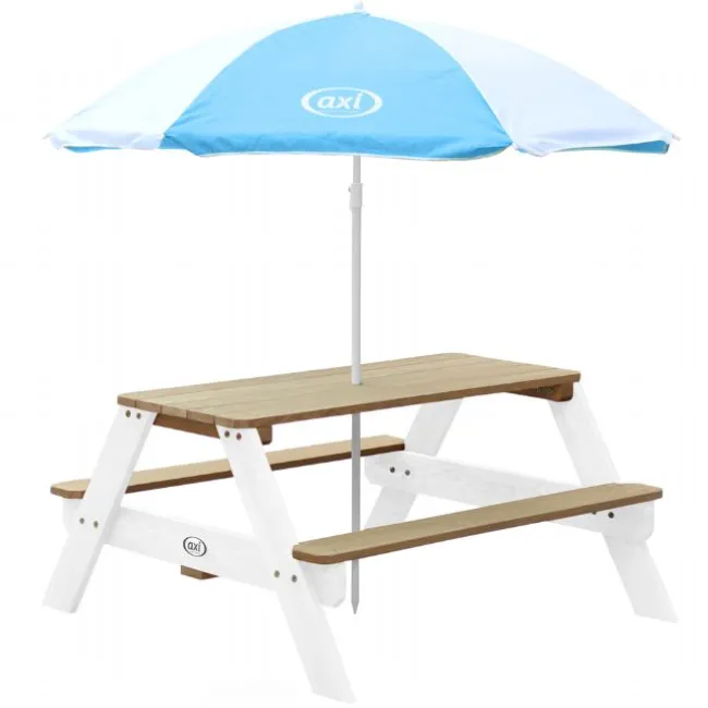 Nick Picnic Bord m Parasol brun/hvid