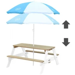 Nick Picnic Bord m Parasol brun/hvid