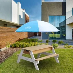 Nick vand/sand bord m. parasol brun/hvid