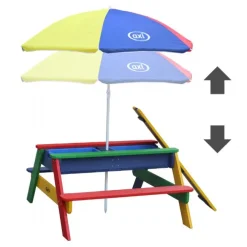 Nick vand/sand bord m. parasol regnbue