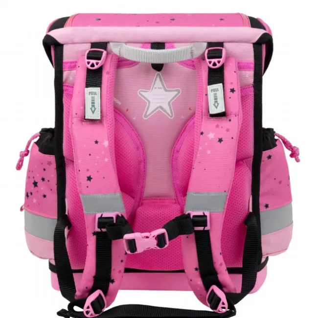 Pink Black Skoletaske med 5 Dele