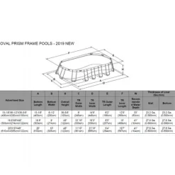 Pool Prism Frame Oval 18.202L 610x305x12