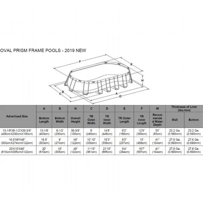 Pool Prism Frame Oval 13.365L 503x274x12