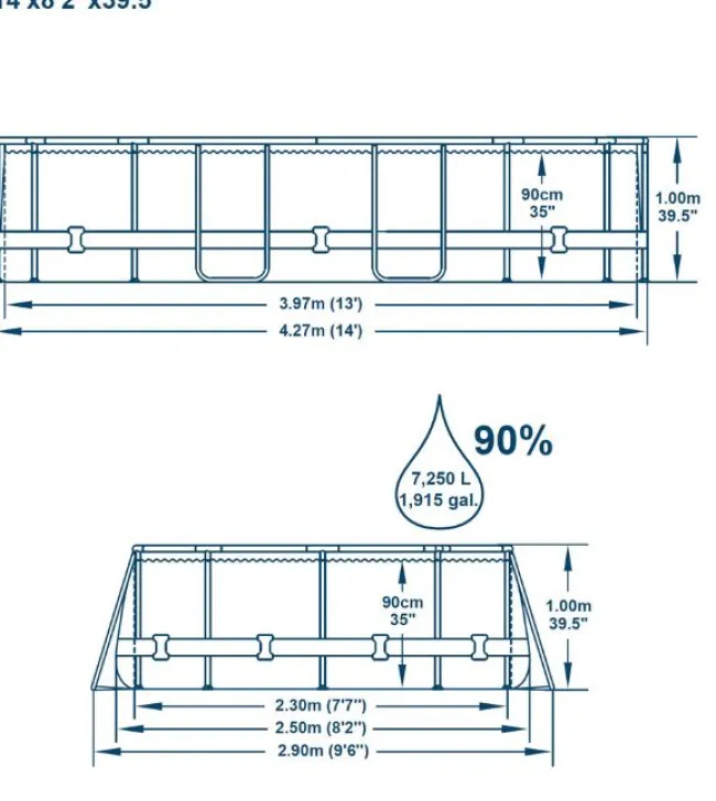 Power Steel pool 7.250L 427x250x100 cm