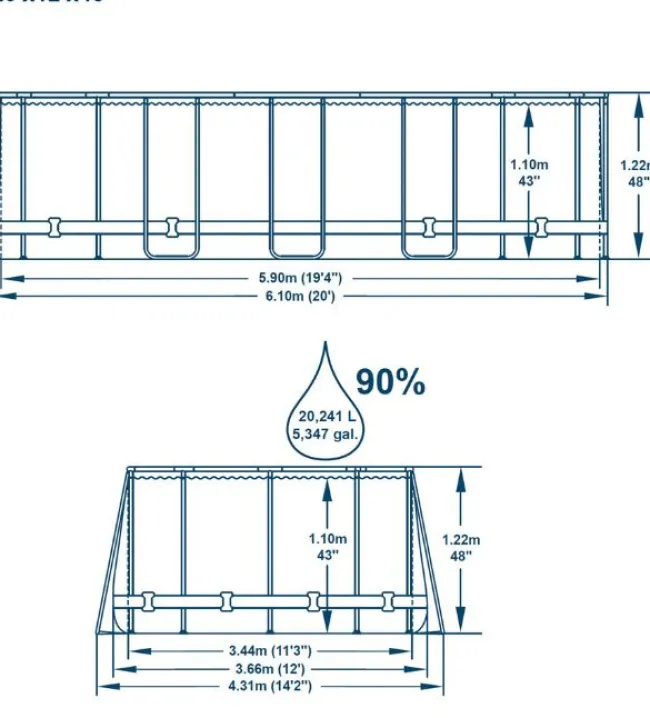 Power Steel Pool 20.241L 610x366x122cm