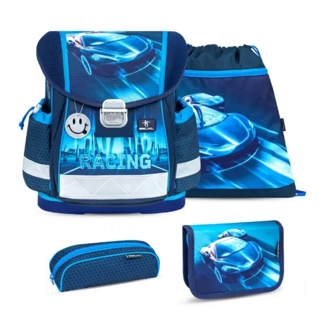 Race Car Skoletaske med 4 Dele
