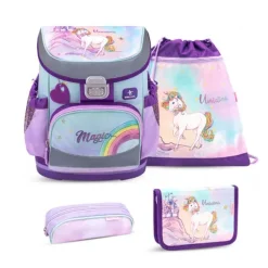 Rainbow Unicorn Skoletaske med 4 Dele