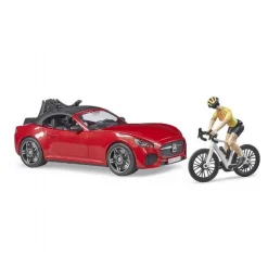 Rød roadster med cykelrytter