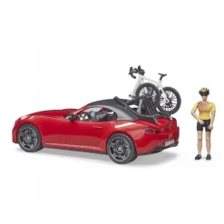 Rød roadster med cykelrytter