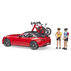 Rød roadster med cykelrytter