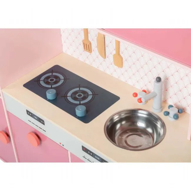 Retro Træ Legekøkken i Pink