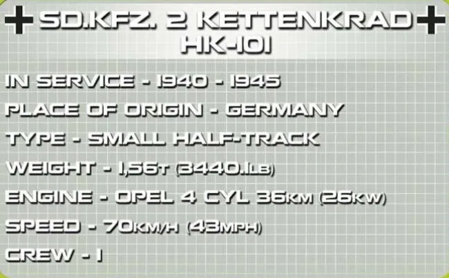SD.KFZ. 2 Kettenkrad Militær Køretøj