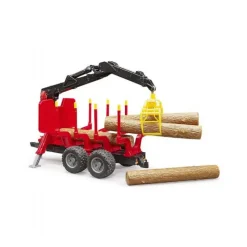 Skovtrailer med tømmer og kran