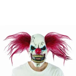 Skræmmende klovn med hår latexmaske