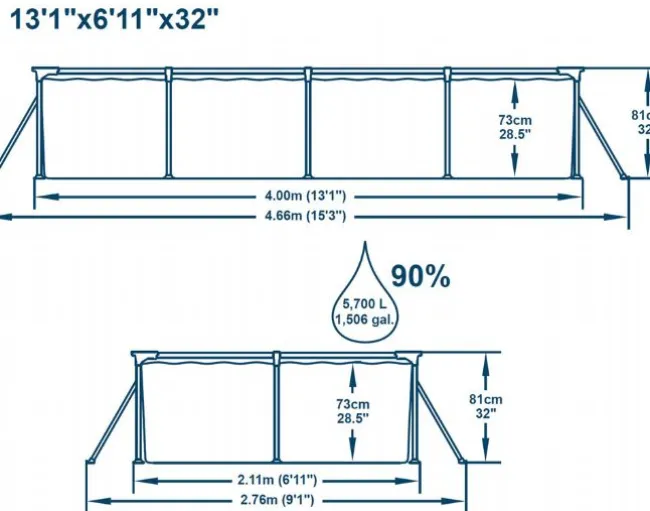 Steel Pro pool 5.700L 400x211x81 cm