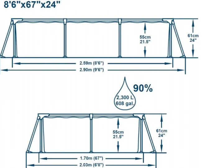 Steel Pro pool 2.300L 259x170x61 cm