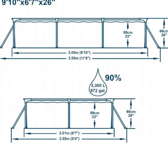 Steel Pro pool 3.300L 300x201x66 cm